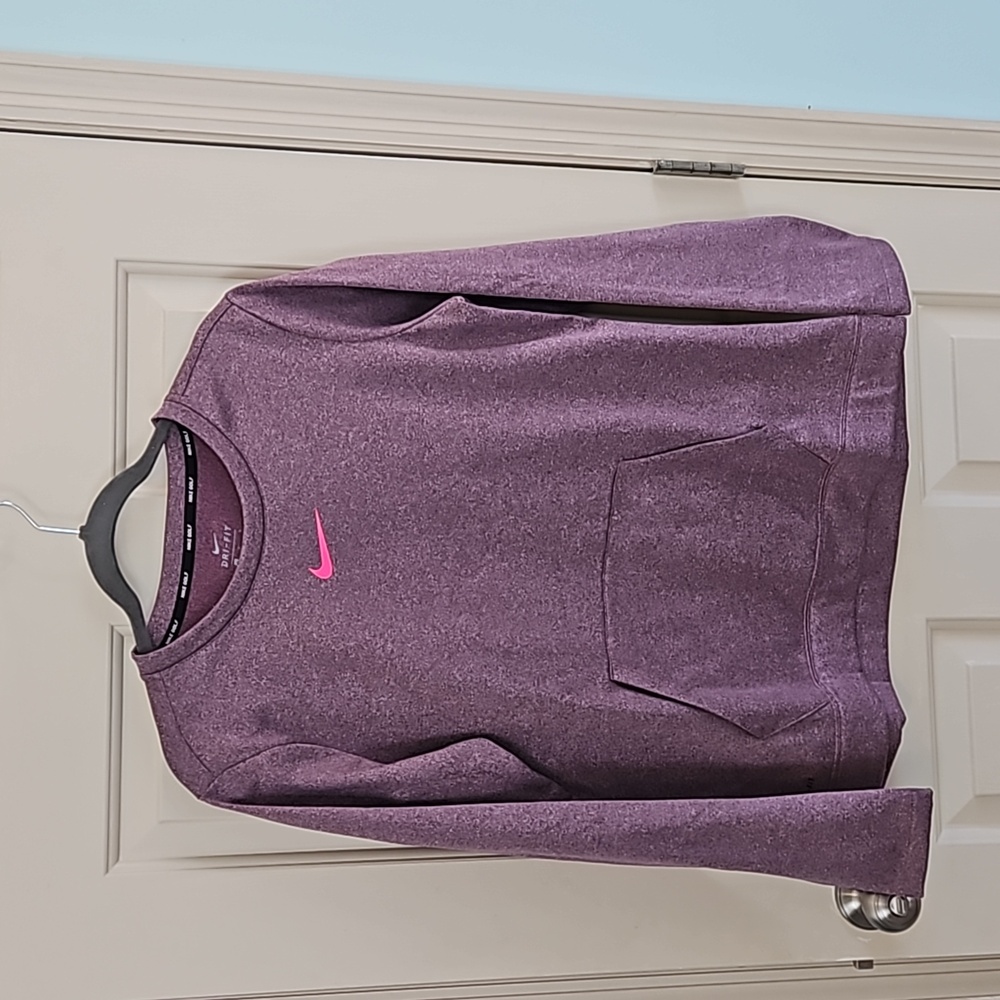 Purple Nike Golf dri-fit sweatshirt with pouch pocket.
